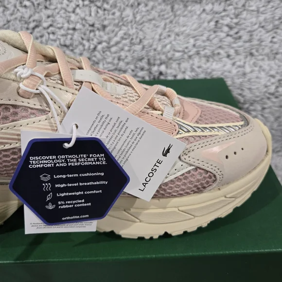 Lacoste Women's Pink and Cream Sneakers L003 Neo Shot Size 7.5 - Picture 6 of 15